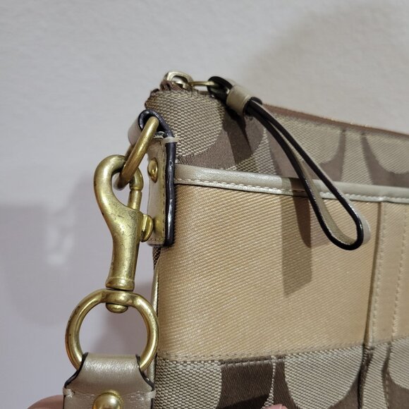 EUC Coach Tan and Brown Signature Crossbody Bag - Picture 4 of 15